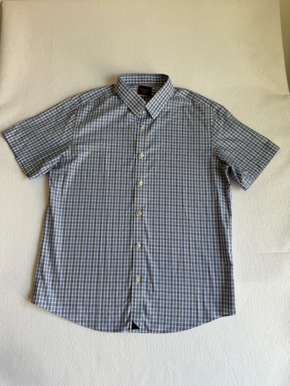 UNTUCKit Dante Blue Check Shirt Large Slim Fit Wrinkle Free Cotton
